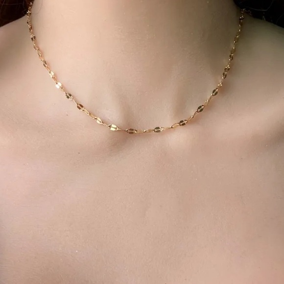 3/$30 NEW MINIMALIST DAINTY CHAIN CHOKER NECKLACE GOLD TONE GEOMETRIC OVAL LINK - Picture 1 of 6